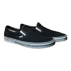 Vans Slip-On Black And White Canvas Classic Shoes Mens U.S. Size 14